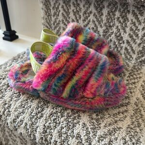 Girls Ugg Slippers.  Bright colors! Good used condition! Girls size 13.